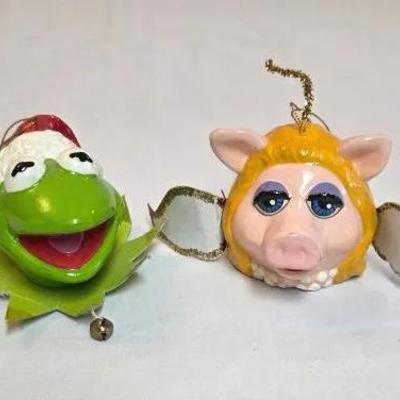Vintage Miss Piggy & Kermit Ornaments 