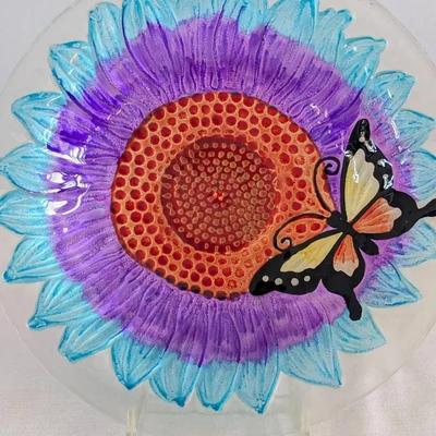 Colorful Glass Birdbath Bowl
