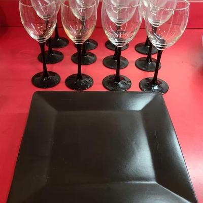 Modern Look Black Plates And Stemware