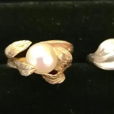 Leafy 14K Gold & White Gold Ring Duo