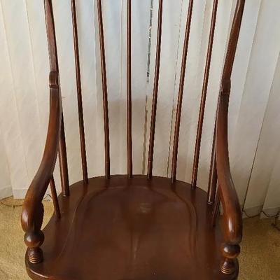 Wood Brace Back Rocking Chair With Cherry Finish