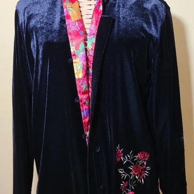 Susan Graver Black Velvet Mandarin Collar Jacket
