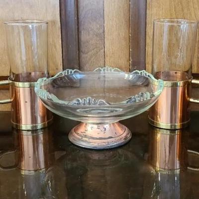 Vintage Beucler Barware - Brasstone And Classic Copper Colored Serving Set 