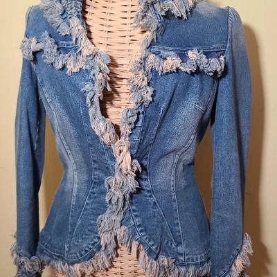 Fringed Fitted Denim Jacket