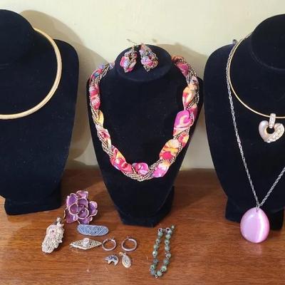 Popping Pink & Purple Tone Jewelry And More + Bonus Sterling Bear Pendant