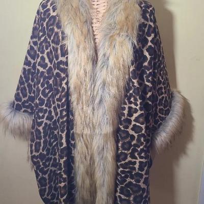 Cheetah Print Faux Fur Cape