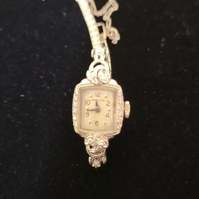 Delicate 14K White Gold Ladies Hamilton Watch