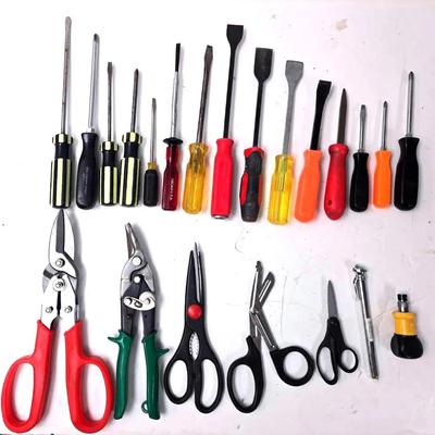 Assortment of Screwdrivers, Tin Snips, and More