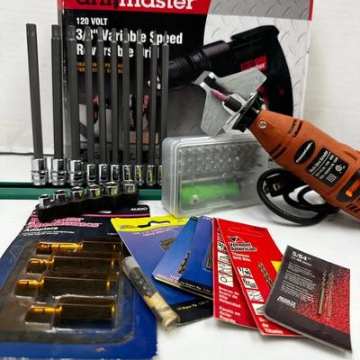 DrilMaster Power Drill, Mini Grinder, and a Drill Bit Set