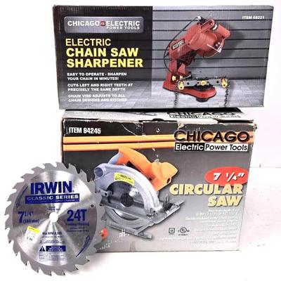 "Chicago Electric" Chain Saw Sharpener and Circular Saw