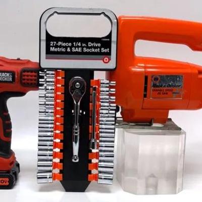 Black & Decker Tool Combo: Drill, Jigsaw & Socket Set