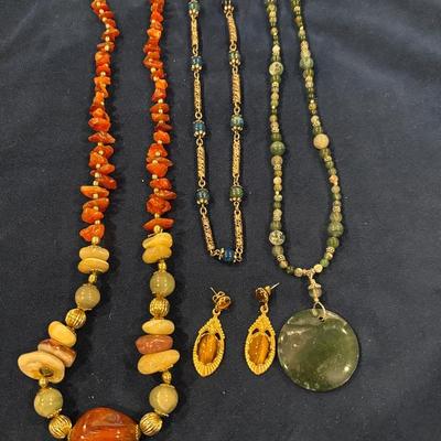 Agate Beaded Necklace And Other Polished Stone Necklaces