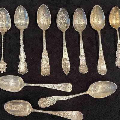 Antique Sterling Silver Souvenir Teaspoons