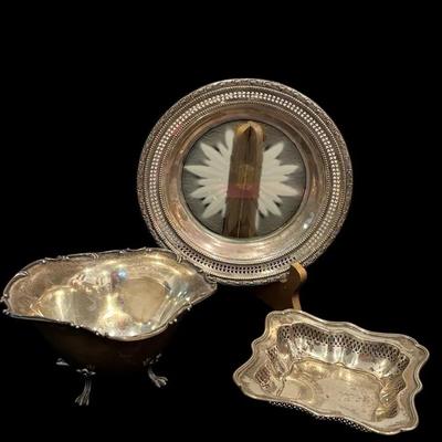 Sterking Silver Frank Whiting & Co Tray,  Antique Footed Dish & More