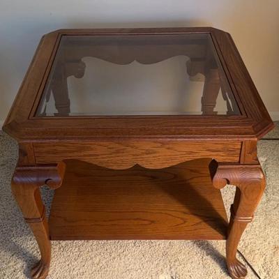 Glass And Wood End Table 