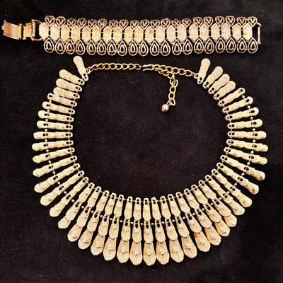 BSK Cleopatra Style Collared Necklace And Vintage Cora Bracelet