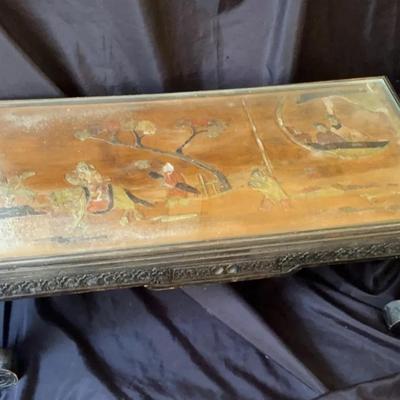 Chinese Carved & Inlaid Wooden Coffee Table