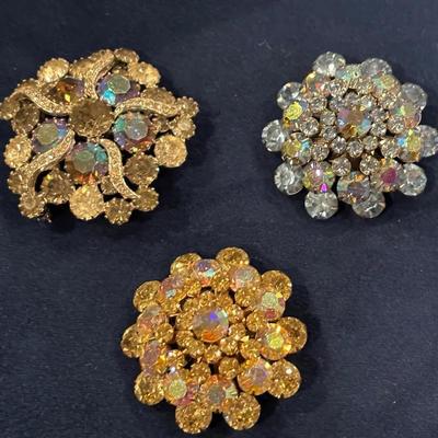 Aurora Borealis Rhinestone Brooches
