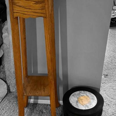 Wooden Plant Stands with Marble Tops