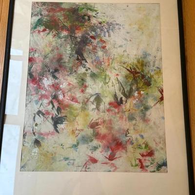 Floral Abstract Painting With Artist Signature 