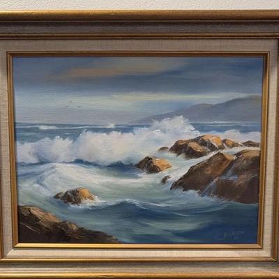 Seascape Oil Painting, Artist B. Willson