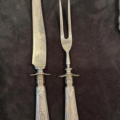 Sterling Silver Handled Knife And Fork Carving Set