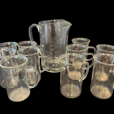 Glass Pitcher And Glass Cups
