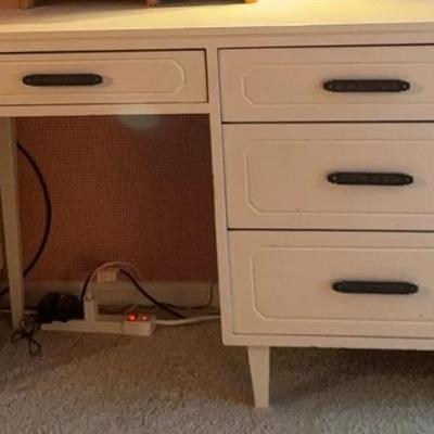 Woodland Desk and Two Three Drawer Side Tables