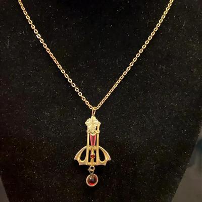 Antique Art Nouveau or Edwardian Lavalier Pendant Necklace