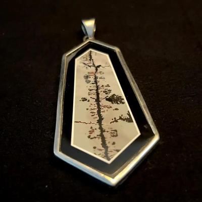Vintage Dendritic Agate Intarsia Pendant Lot2