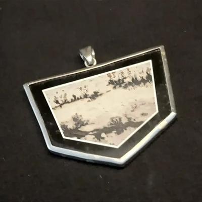 Vintage Dendritic Agate Intarsia Pendant Lot1