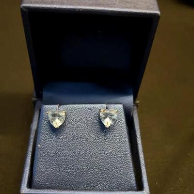 Aqua Spinel Blue Heart Shaped Earrings 