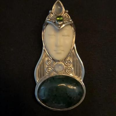 Vintage Sajen Sterling Silver Goddess Pendant