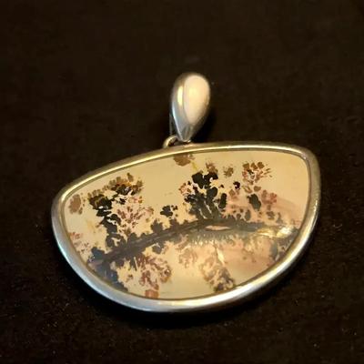 Vintage Dendritic Agate Intarsia Pendant Lot 3
