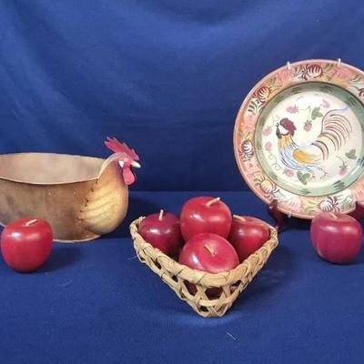 Zrike Chanticleer dinner plate Vintage Handcrafted Metal Rooster Storage Planter and More 