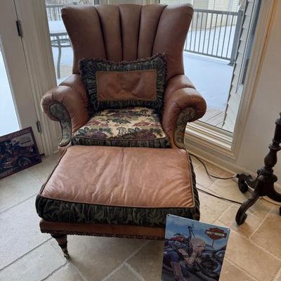 Sale Photo Thumbnail #116: Zimmerman Comfort Lux Leather and Upholstered Chair with Ottoman 