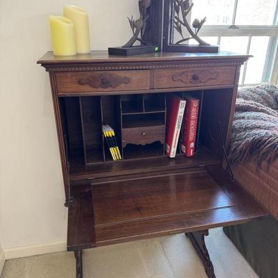 Sale Photo Thumbnail #73: Antique early 1900’s Walnut Secretary Writing Desk