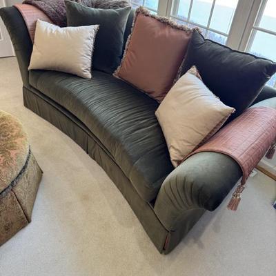 Sale Photo Thumbnail #76: Marge Carson Velvet MCM Green Couch