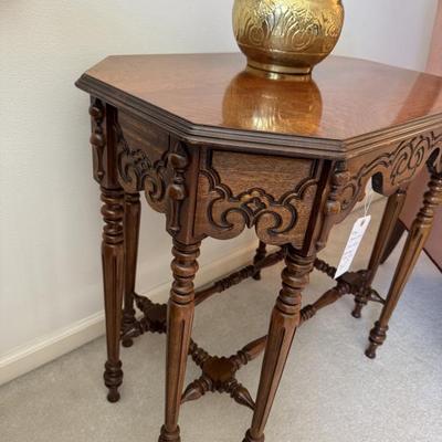 Sale Photo Thumbnail #207: Antique American Victorian Carved Walnut Eight Legged Parlor Table 