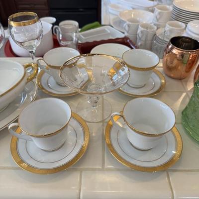 Sale Photo Thumbnail #15: Legendary by Noritake Crestwood Gold Tea Cups & Saucers