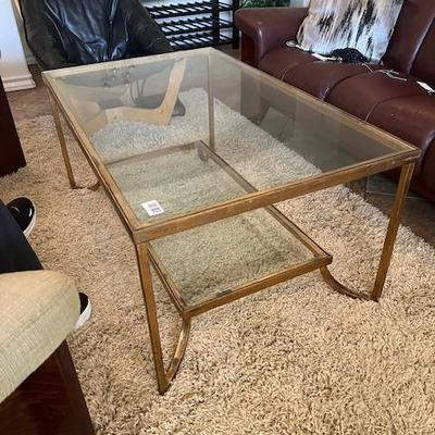 Sale Photo Thumbnail #49: Glass and brass table