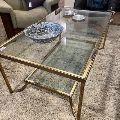 Sale Photo Thumbnail #11: Brass and Glass Coffee Table