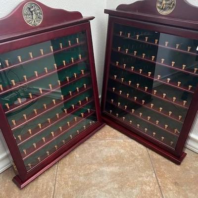 Sale Photo Thumbnail #29: Two Matching Mahogany Golf Ball Cases