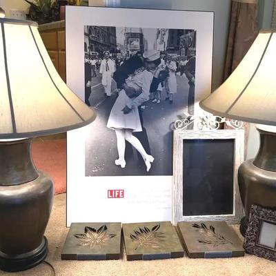 Pair of metal table lamps home decor