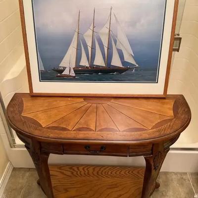 Butler demi lune table complementing print