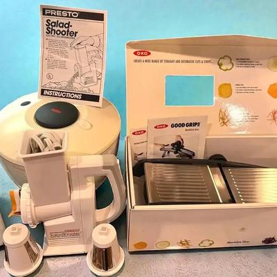 Salad making supplies lettuce spinner mandoline & salad shooter