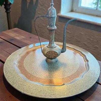 Vintage sarna brass pitcher tray