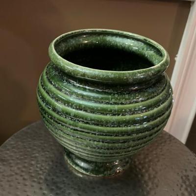 Vintage Green Ribbed Pottery