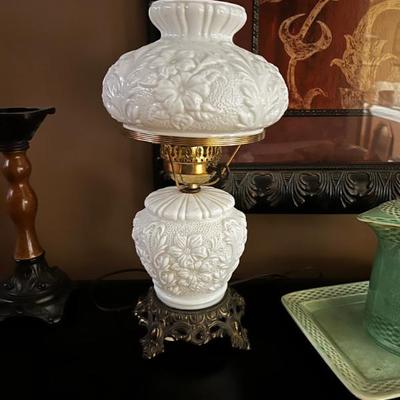 Sale Photo Thumbnail #40: Fenton Glass Poppy Hurricane Lamp