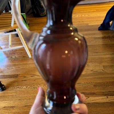 Vintage Amber Root beer optic Vase